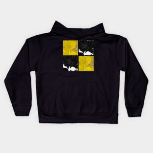 Black and Yellow Square Dahlias Kids Hoodie